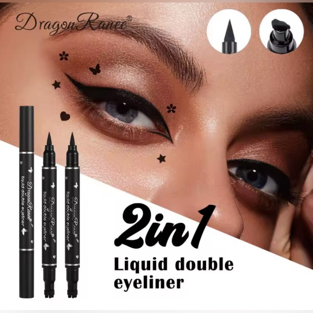 Liquid Double Eyeliner 2in1 Heart & Star Stamp Pen (2-PACK)